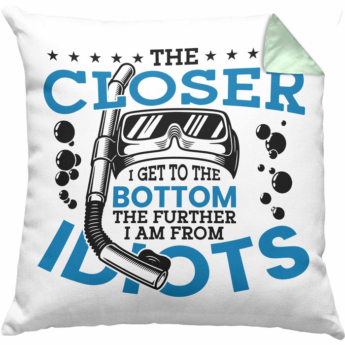 Taucher Geschenk Spruch Kissen mit Füllung 40x40 Tauchlehrer Geschenkidee Profi Taucher Humor (Grau) Grün Trendation