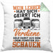 LKW Fahrer Kissen mit Füllung 40x40 Geschenk Männer Spruch Mein Lehrer Hat Sich Geirrt Ich Verdiene Geld Damit Aus Dem Fenster Zu Schauen Fernfahrer (Grau) Grün Trendation