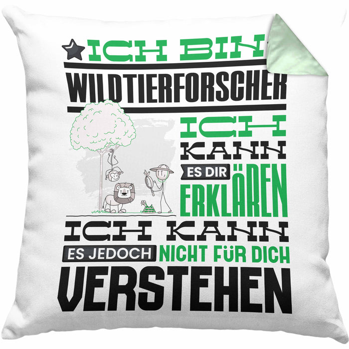 Wildtierforscher Geschenk Kaffee-Kissen mit Füllung 40x40 Geschenkidee für Wildtierforscher Ich Bin Wildtierforscher Ich Kann Es Dir Erklären Jedoch Nicht Für Dich Verstehen Spruch Lustig (Grau) Grün Trendation
