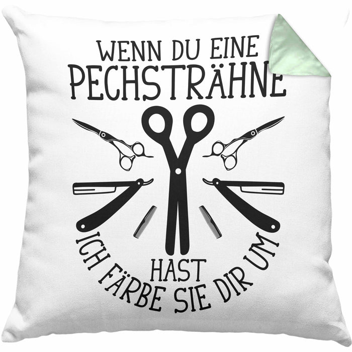 Friseurin Kissen mit Füllung 40x40 Geschenk Wenn Du Eine Pechsträhne Hast Ich Färbe Sie Dir Um (Grau) Grün Trendation