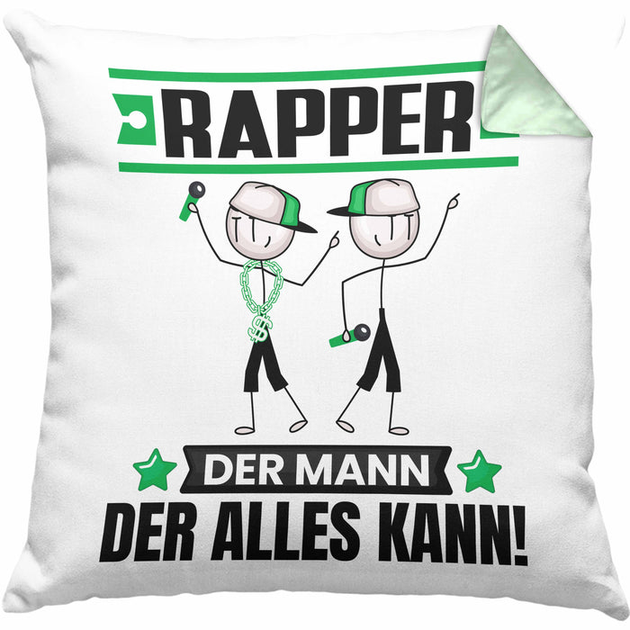 Rapper Kissen mit Füllung 40x40 Geschenk für Rapper Der Mann Der Alles Kann Geschenkidee zum Geburtstag (Grau) Grün Trendation