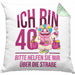 Lustige Kissen mit Füllung 40x40 zum 40. Geburtstag - Geschenkidee für Frauen Einhorn 40er Geburtstag (Grau) Grün Trendation