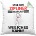 Zipliner Geschenk Kissen mit Füllung 40x40 Lustiger Spruch Ich Bin Zipliner Warum Weil Ich Es Kann Geschenkidee Bester Zipliner Geburtstag (Grau) Grün Trendation