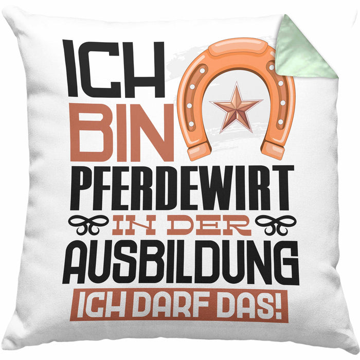 Pferdewirt Ausbildung Kissen mit Füllung 40x40 Geschenk Ich Bin Pferdewirt In Der Ausbildung Ich Darf Das Geschenkidee Spruch (Grau) Grün Trendation