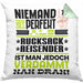 Rucksackreisender Geschenk Kissen mit Füllung 40x40 Lustige Geschenkidee für Rucksackreisender Geburtstag Niemand Ist Perfekt Aber Als Rucksackreisender Ist Man Nah Dran (Grau) Grün Trendation