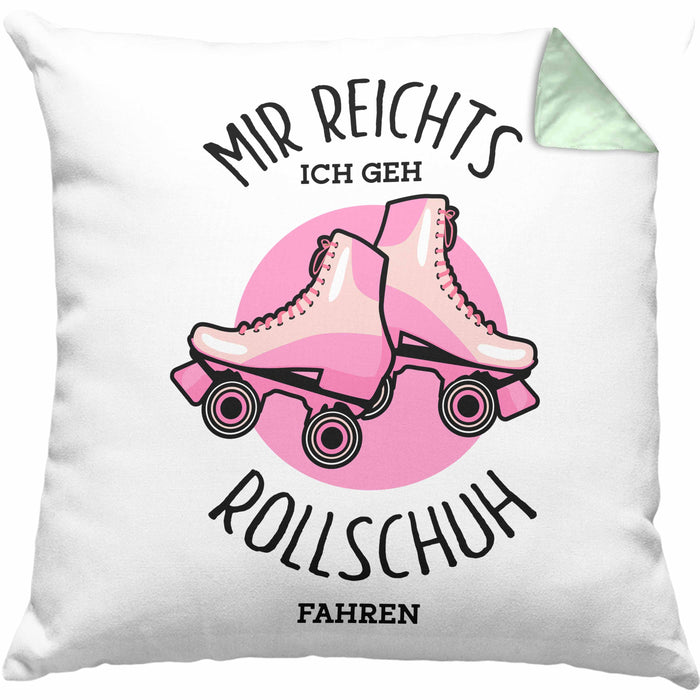Lustige Rollschuh-Kissen mit Füllung 40x40 Geschenk für Rollschuhfahrerinnen Mir Reichts (Grau) Grün Trendation