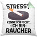 Raucher Geschenk Kissen mit Füllung 40x40 Spruch Stress? Kenne Ich Nicht Ich Bin Raucher Geschenkidee Zigaretten (Grau) Grün Trendation