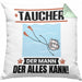 Taucher Kissen mit Füllung 40x40 Geschenk für Taucher Der Mann Der Alles Kann Geschenkidee zum Geburtstag (Grau) Grün Trendation