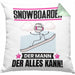 Snowboarder Kissen mit Füllung 40x40 Geschenk für Snowboarder Der Mann Der Alles Kann Geschenkidee zum Geburtstag (Grau) Grün Trendation