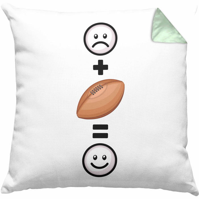 Rugby Kissen mit Füllung 40x40 Geschenk für Rugby-Spieler Lustige Geschenkidee :( + Rugby-Ball = :) Geburtstag (Grau) Grün Trendation