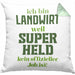 Landwirt Geschenk Kissen mit Füllung 40x40 Landwirtschaft Geschenke für Männer Traktor Spruch Superheld (Grau) Grün Trendation