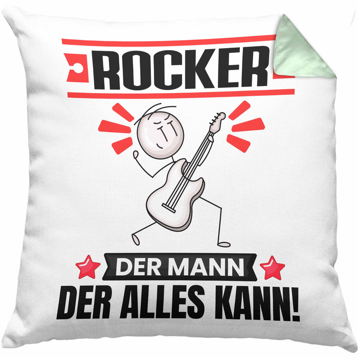Rocker Kissen mit Füllung 40x40 Geschenk für Rocker Der Mann Der Alles Kann Geschenkidee zum Geburtstag (Grau) Grün Trendation