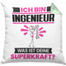 Ingenieur Kissen mit Füllung 40x40 Geschenk für Ingenieur Geburtstag Lustiger Spruch Was Ist Deine Superkraft (Grau) Grün Trendation