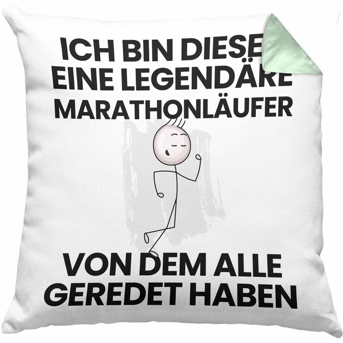 Marathonläufer Geschenk Kissen mit Füllung 40x40 Lustige Geschenkidee Geburtstag für Marathonläufer Ich Bin Dieser Legendäre Marathonläufer Von Dem Alle Geredet Haben (Grau) Grün Trendation
