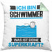 Schwimmer Kissen mit Füllung 40x40 Geschenk für Schwimmer Geburtstag Lustiger Spruch Was Ist Deine Superkraft (Grau) Grün Trendation