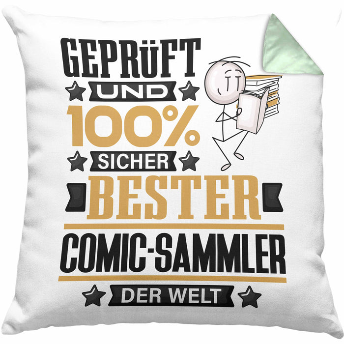 Comic-Sammler Geschenk Lustiger Spruch für Comic-Sammler Geschenkidee Bester Comic-Sammler Der WeltKissen mit Füllung 40x40 (Grau) Grün Trendation
