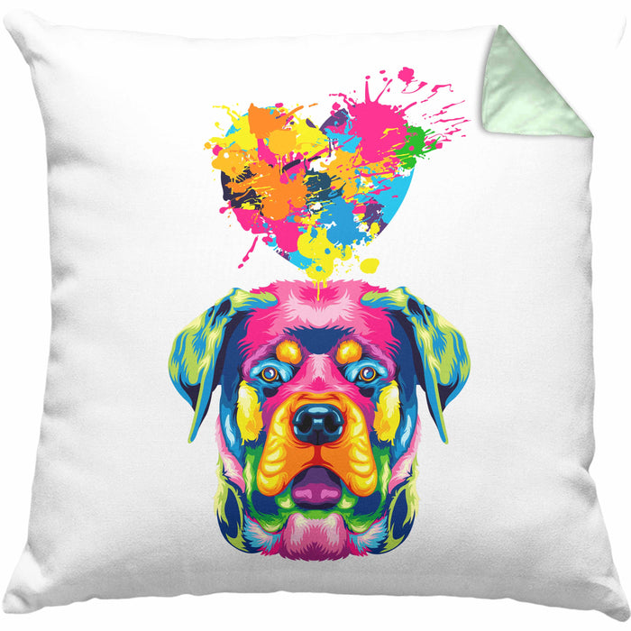 Rottweiler Herz Farbe Besitzer Kissen mit Füllung 40x40 Geschenk Lustiger Spruch Geschenkidee Rottweiler Liebhaber (Grau) Grün Trendation