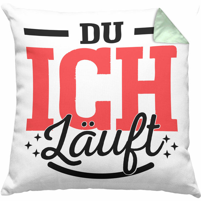 Du Ich Läuft Kissen mit Füllung 40x40 Geschenk Beste Freundin Paare Geschenkidee Liebe Paar (Grau) Grün Trendation