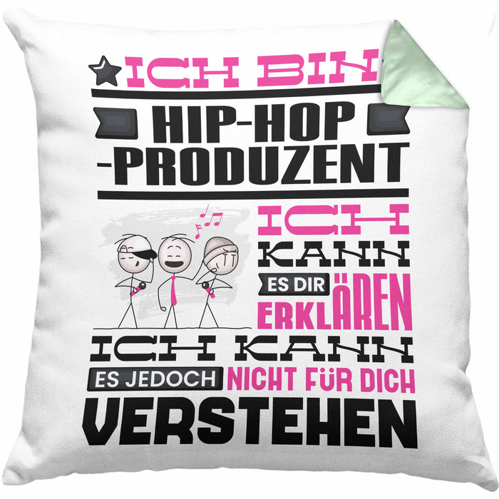 Hip-Hop-Produzent Geschenk Kissen mit Füllung 40x40 Geschenkidee für Hip-Hop-Produzent Geburtstag Lustig Ich Bin Hip-Hop-Produzent Ich Kann Es Dir Erklären Aber Nicht Für Dich Verstehen (Grau) Grün Trendation