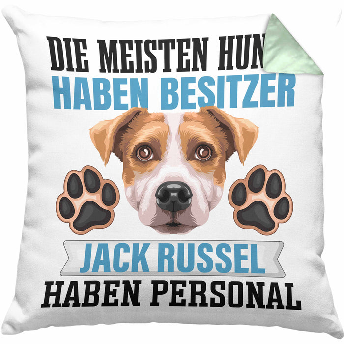Jack Russell Besitzer Kissen mit Füllung 40x40 Geschenk Lustiger Spruch Geschenkidee Besitzerin Jack Russell Haben Personal (Grau) Grün Trendation
