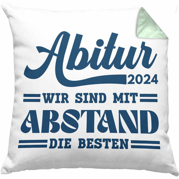 Abi 2024 Kissen mit Füllung 40x40 Geschenk Abi Bestanden Abitur Abschluss Geschenkidee (Grau) Grün Trendation