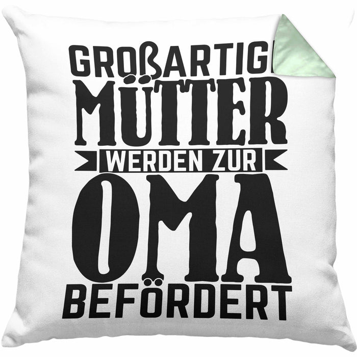 Oma Geschenk Kissen mit Füllung 40x40 Beste Oma Geschenkidee Geburtstag Muttertag Großartige Mütter Werden Zur Oma Befördert (Grau) Grün Trendation