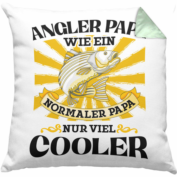 Angler Papa Geschenk Vatertag Geschenkidee von Sohn für Angler-VaterKissen mit Füllung 40x40 (Grau) Grün Trendation