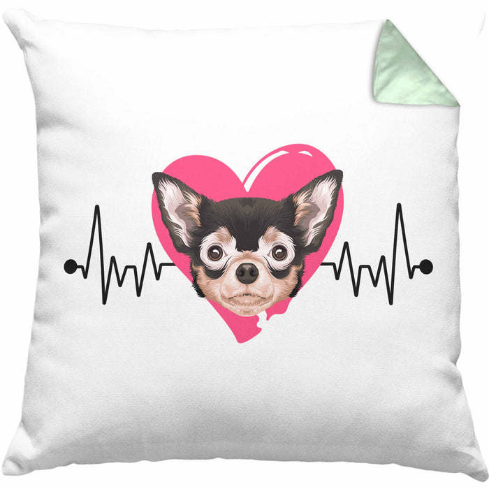 Chihuahua Besitzer Kissen mit Füllung 40x40 Geschenk Lustiger Spruch Geschenkidee Herzschlag XXXX (Grau) Grün Trendation