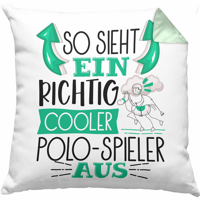 So Sieht Ein Richtig Cooler Polo-Spieler Aus Geschenk Kissen mit Füllung 40x40 Lustiger Spruch Geschenkidee (Grau) Grün Trendation