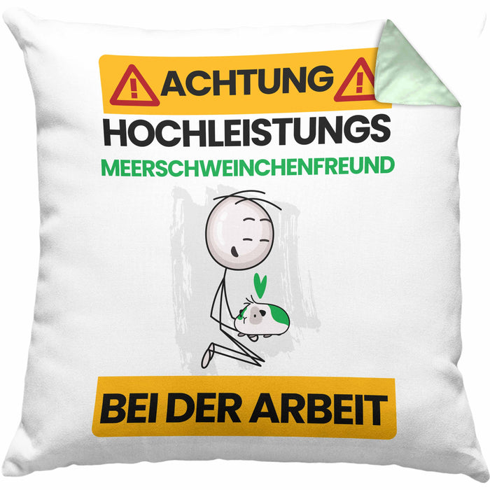 Meerschweinchenfreund Kissen mit Füllung 40x40 Geschenk Lustiger Spruch Geschenkidee für Meerschweinchenfreund Achtung Hochleistungs Meerschweinchenfreund Bei Der Arbeit (Grau) Grün Trendation
