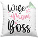 Wife Mom Boss Kissen mit Füllung 40x40 Geschenk Mutter Mama zum Muttertag Muttertagsgeschenk (Grau) Grün Trendation