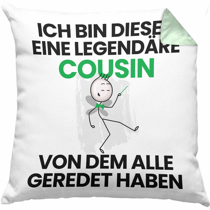 Cousin Geschenk Kissen mit Füllung 40x40 Lustige Geschenkidee Geburtstag für Cousin Ich Bin Dieser Legendäre Cousin Von Dem Alle Geredet Haben (Grau) Grün Trendation