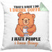 Bär Kaffe Kissen mit Füllung 40x40 Geschenk Lustiger Spruch I Hate People And I Know Things Geschenkidee Geburtstag (Grau) Grün Trendation