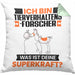 Tierverhaltensforscher Kissen mit Füllung 40x40 Geschenk für Tierverhaltensforscher Geburtstag Lustiger Spruch Was Ist Deine Superkraft (Grau) Grün Trendation
