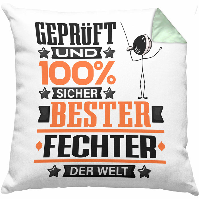 Fechter Geschenk Lustiger Spruch für Fechter Geschenkidee Bester Fechter Der WeltKissen mit Füllung 40x40 (Grau) Grün Trendation