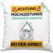 Tierheimmitarbeiter Kissen mit Füllung 40x40 Geschenk Lustiger Spruch Geschenkidee für Tierheimmitarbeiter Achtung Hochleistungs Tierheimmitarbeiter Bei Der Arbeit (Grau) Grün Trendation