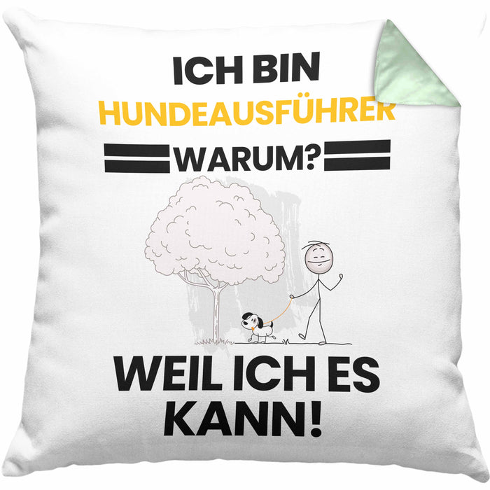 Hundeausführer Geschenk Kissen mit Füllung 40x40 Lustiger Spruch Ich Bin Hundeausführer Warum Weil Ich Es Kann Geschenkidee Bester Hundeausführer Geburtstag (Grau) Grün Trendation