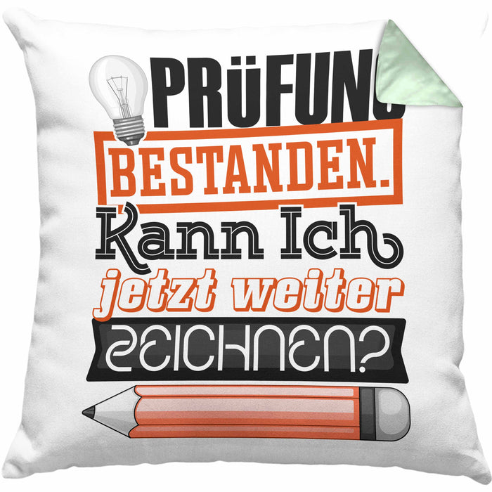Bachelor Master Prüfung Bestanden Geschenk Kissen mit Füllung 40x40 Studium Prüfung Bestanden Kann Ich Jetzt Weiter Zeichnen Künstlerin (Grau) Grün Trendation