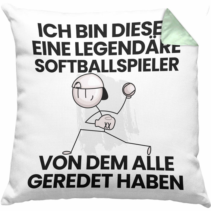 Softballspieler Geschenk Kissen mit Füllung 40x40 Lustige Geschenkidee Geburtstag für Softballspieler Ich Bin Dieser Legendäre Softballspieler Von Dem Alle Geredet Haben (Grau) Grün Trendation