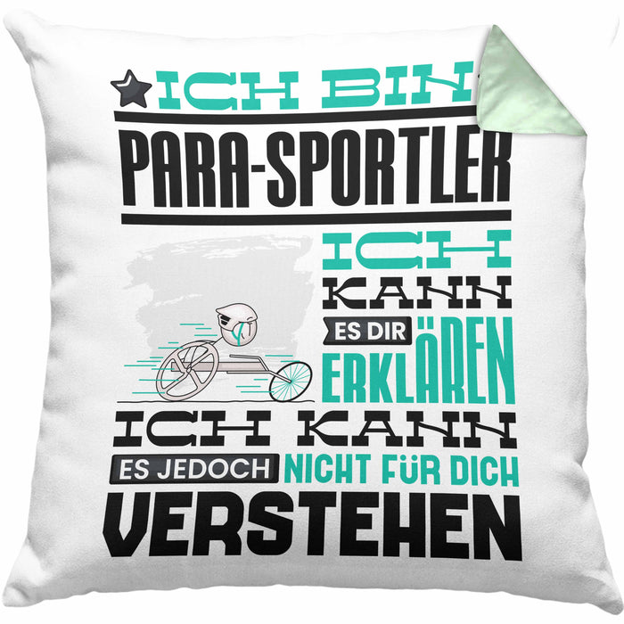 Para-Sportler Geschenk Kaffee-Kissen mit Füllung 40x40 Geschenkidee für Para-Sportler Ich Bin Para-Sportler Ich Kann Es Dir Erklären Jedoch Nicht Für Dich Verstehen Spruch Lustig (Grau) Grün Trendation
