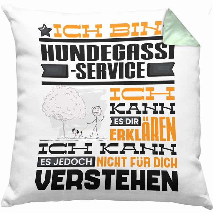Hundegassi-Service Geschenk Kaffee-Kissen mit Füllung 40x40 Geschenkidee für Hundegassi-Service Ich Bin Hundegassi-Service Ich Kann Es Dir Erklären Jedoch Nicht Für Dich Verstehen Spruch Lustig (Grau) Grün Trendation