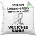 Curling-Spieler Geschenk Kissen mit Füllung 40x40 Lustiger Spruch Ich Bin Curling-Spieler Warum Weil Ich Es Kann Geschenkidee Bester Curling-Spieler Geburtstag (Grau) Grün Trendation