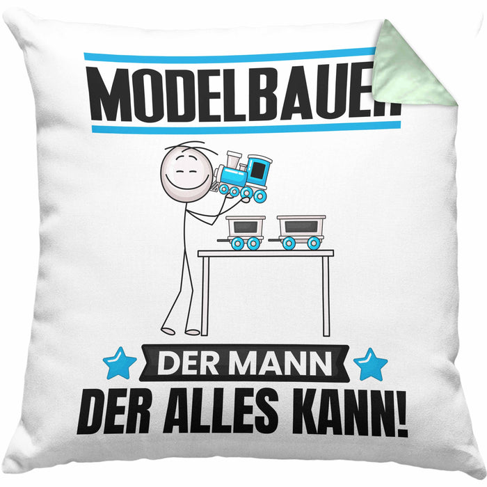 Modelbauer Kissen mit Füllung 40x40 Geschenk für Modelbauer Der Mann Der Alles Kann Geschenkidee zum Geburtstag (Grau) Grün Trendation
