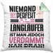 Langläufer Geschenk Kissen mit Füllung 40x40 Lustige Geschenkidee für Langläufer Geburtstag Niemand Ist Perfekt Aber Als Langläufer Ist Man Nah Dran (Grau) Grün Trendation