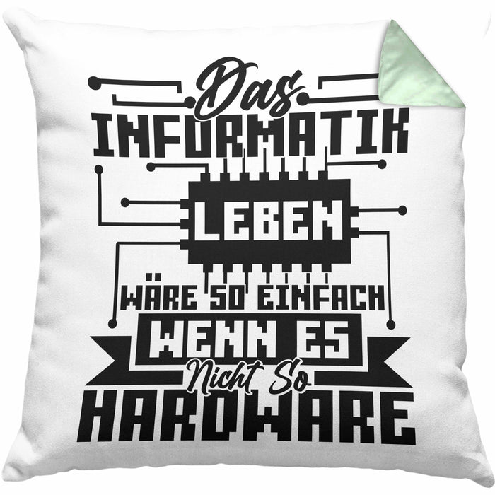 Informatiker Geschenk Kissen mit Füllung 40x40 Programmierer Coder Hardware Informatik IT (Grau) Grün Trendation
