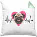 Mops Besitzer Kissen mit Füllung 40x40 Geschenk Lustiger Spruch Geschenkidee Herzschlag Mops (Grau) Grün Trendation