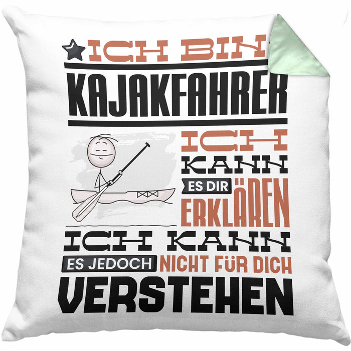 Kajakfahrer Geschenk Kissen mit Füllung 40x40 Lustige Geschenkdiee für einen Kajakfahrer Geburtstag Ich Bin Kajakfahrer Ich Kann Es Dir Erklären Aber Nicht Für Dich Verstehen (Grau) Grün Trendation