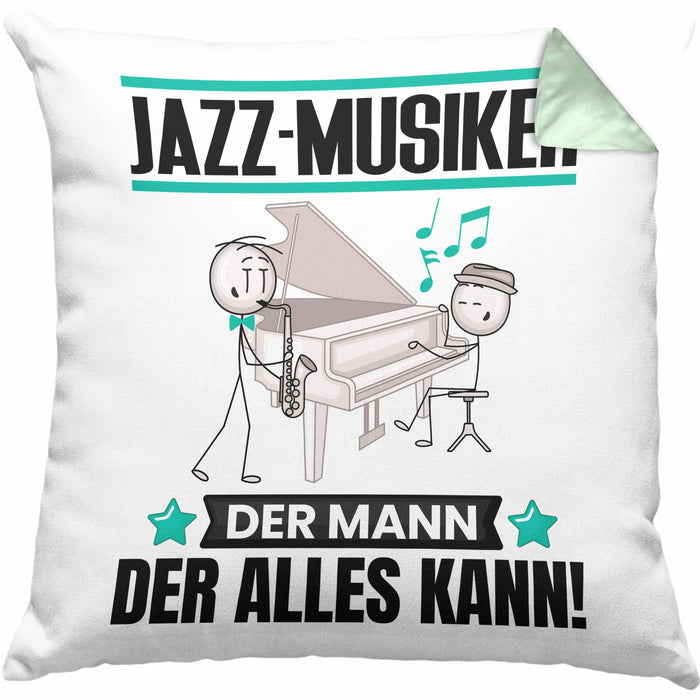 Jazz-Musiker Kissen mit Füllung 40x40 Geschenk für Jazz-Musiker Der Mann Der Alles Kann Geschenkidee zum Geburtstag (Grau) Grün Trendation