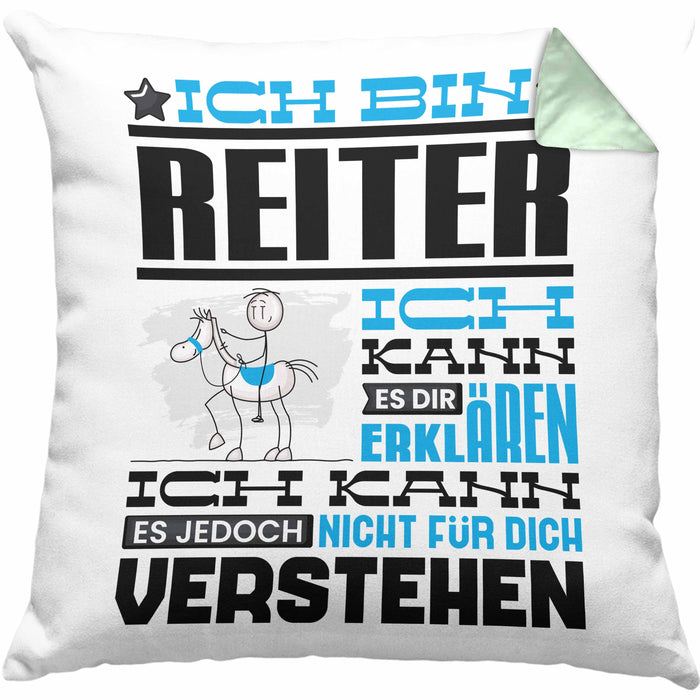 Reiter Geschenk Kaffee-Kissen mit Füllung 40x40 Geschenkidee für Reiter Ich Bin Reiter Ich Kann Es Dir Erklären Jedoch Nicht Für Dich Verstehen Spruch Lustig (Grau) Grün Trendation