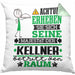 Kellner Geschenk Kissen mit Füllung 40x40 Lustiger Spruch Erheben Sie Sich Der Kellner Betritt den Raum (Grau) Grün Trendation